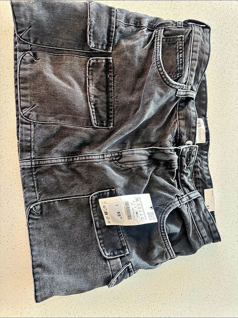 Zara women’s cargo grey black mini skirt XL (32) New with Tags